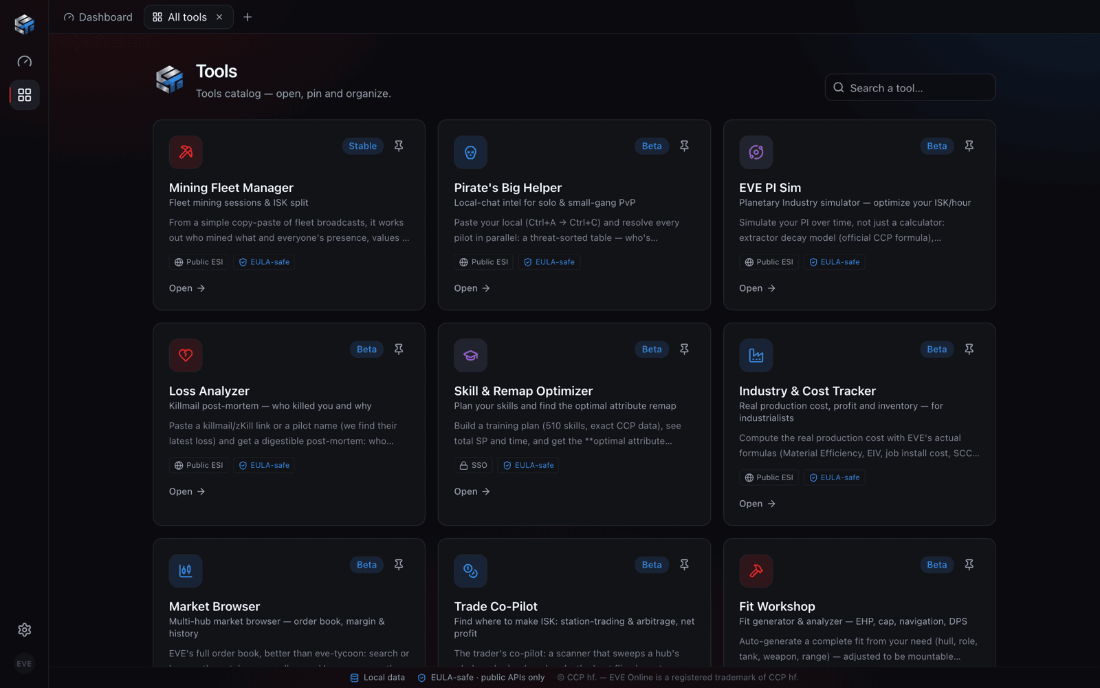 EVE Tools Suite — Dashboard